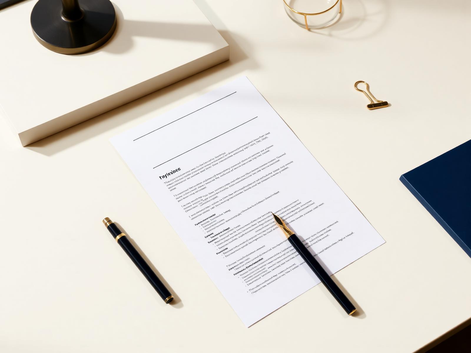 Professional CV on a writing desk